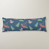 Coussins Longs Oiseaux de Noël et coudes Bleus (Dos)