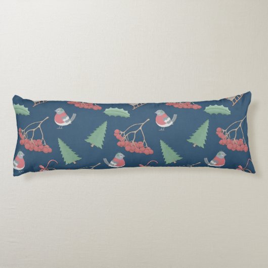 Coussins Longs Oiseaux de Noël et coudes Bleus (Dos)