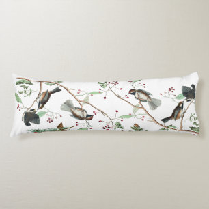 Coussins Longs Oiseaux de poulet Baies et Pinecones Aquarelle