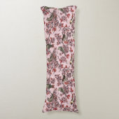 Coussins Longs Oiseaux et fleurs de cerisier sur fond rose saumon (Devant (Vertical))