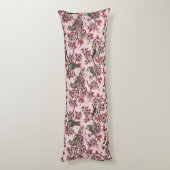 Coussins Longs Oiseaux et fleurs de cerisier sur fond rose saumon (Dos (Vertical))