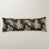 Coussins Longs Oiseaux et fleurs en noir (Dos)