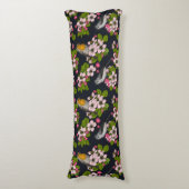 Coussins Longs Oiseaux et fleurs en noir (Devant (Vertical))