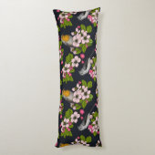 Coussins Longs Oiseaux et fleurs en noir (Dos (Vertical))