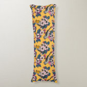 Coussins Longs Oiseaux et fleurs sur le jaune (Devant (Vertical))