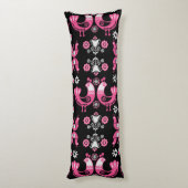 Coussins Longs Oiseaux roses et blancs du folklore scandinave (Dos (Vertical))