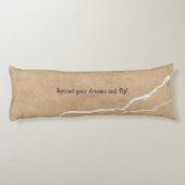 Coussins Longs Oiseaux sur surface fissurée, beige marron et text (Dos)