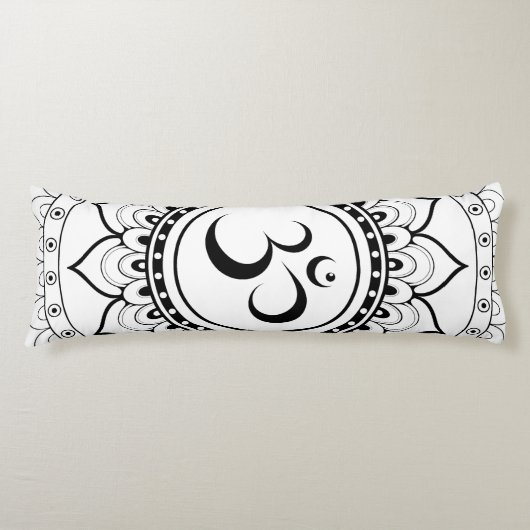Coussins Longs Om Mandala blanc et noir recto verso (Devant)