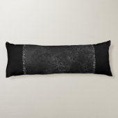 Coussins Longs Onyx Romance| Black Satin Grunge Rose Damask (Dos)