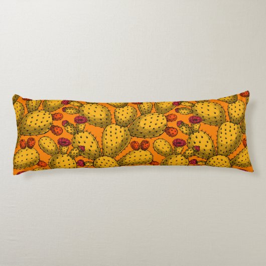 Coussins Longs Opuntie de floraison en jaune (Dos)