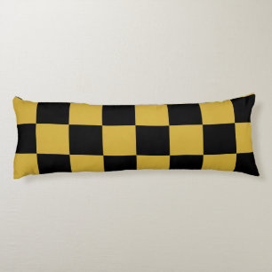 Coussins Longs Or métallique avec Motif de style Carré noir