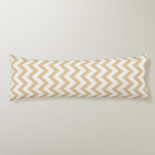 Coussins Longs Or neutre moderne et motif blanc de chevron (Devant)