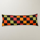 Coussins Longs Orange Black À damiers En vichy Motif (Dos)