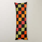 Coussins Longs Orange Black À damiers En vichy Motif (Dos (Vertical))