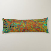 Coussins Longs Orange brûlée Abstraite et fleur de dahlia verte (Dos)