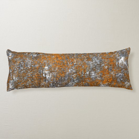 Coussins Longs Orangé doré sur rayure gris blanc (Dos)