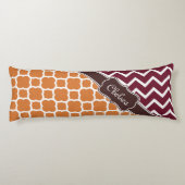 Coussins Longs Orange Lattice Maroon Chevron Motifs Nom Brown (Dos)