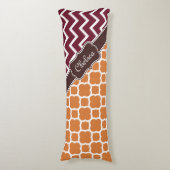 Coussins Longs Orange Lattice Maroon Chevron Motifs Nom Brown (Devant (Vertical))