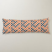 Coussins Longs Orange Noir et Blanc à Damier (Dos)