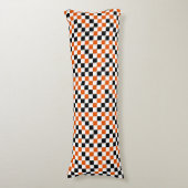 Coussins Longs Orange Noir et Blanc à Damier (Devant (Vertical))