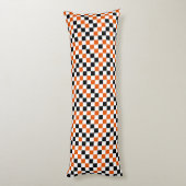 Coussins Longs Orange Noir et Blanc à Damier (Dos (Vertical))