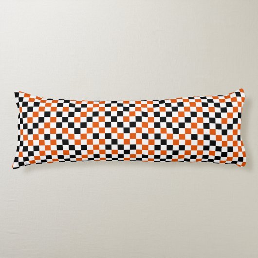 Coussins Longs Orange Noir et Blanc à Damier (Devant)