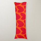 Coussins Longs Orange rétro avec Coeurs rouges Super (Devant (Vertical))