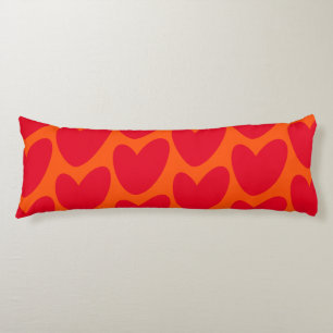 Coussins Longs Orange rétro avec Coeurs rouges Super