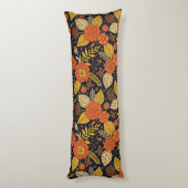 Coussins Longs Orange rétro, Jaune & Marine Floral (Dos (Vertical))