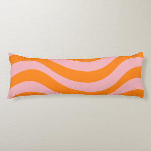Coussins Longs Orange rose Super rétro Abstrait Wave Y2K Motif