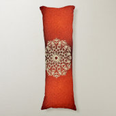 Coussins Longs Orange Shimmery Gold Mandala (Devant (Vertical))