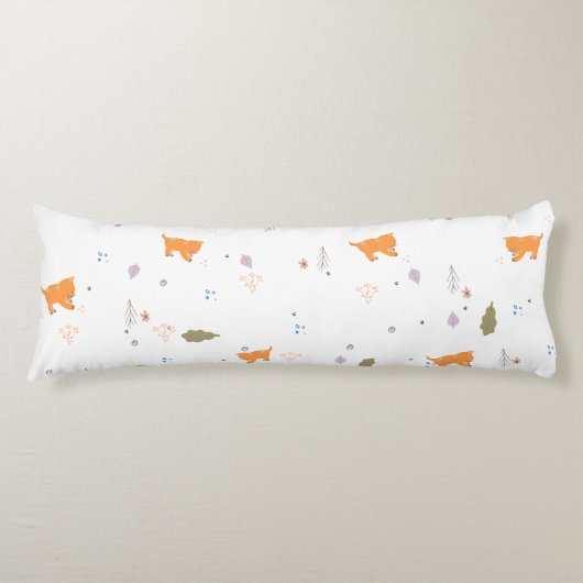 Coussins Longs Orange Tabby et Motif Feuille (Devant)