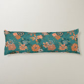 Coussins Longs Orange Turquoise tendance Fleurs Motifs Vins (Dos)