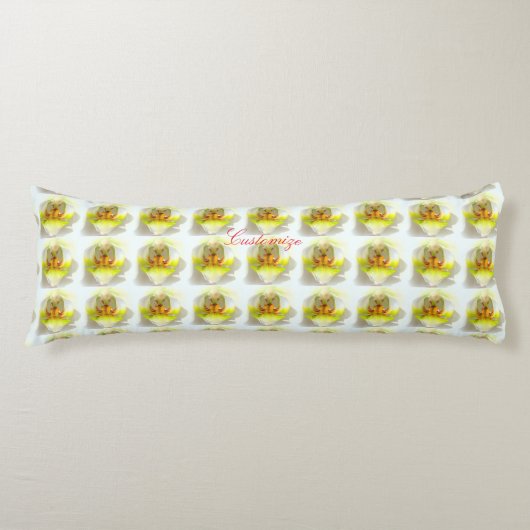 Coussins Longs orchidées blanches jaunes motif floral (Devant)
