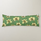 Coussins Longs Orchidées et chaînes, jaune et vert kelly (Devant)