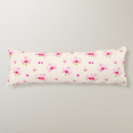 Coussins Longs Orchidées rose pastel (Devant)