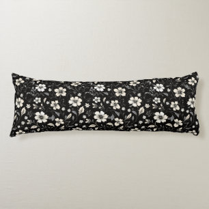 Coussins Longs Oreiller à corps floral noir