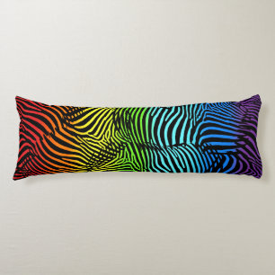 Coussins Longs Oreiller à corps rayé à motif arc-en-ciel Zebra
