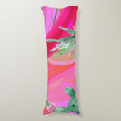 Coussins Longs oreiller abstrait à jetons floraux roses (Devant (Vertical))