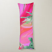 Coussins Longs oreiller abstrait à jetons floraux roses (Dos (Vertical))