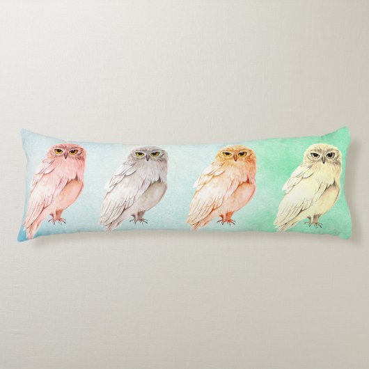 Coussins Longs Oreiller corporel 4 hibou différents (Devant)