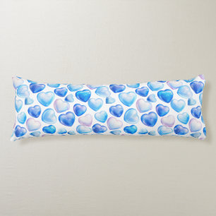 Coussins Longs Oreiller Corporel à l'Aquarelle Cœur Bleu Rêveur