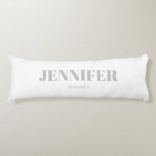 Coussins Longs Oreiller corporel de nom blanc personnalisé
