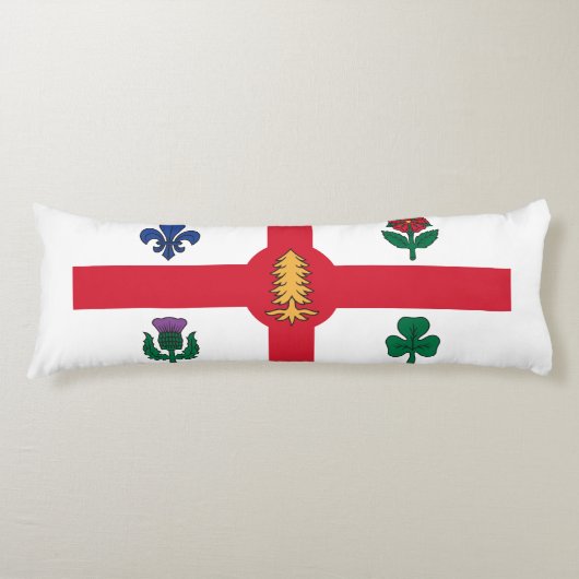 Coussins Longs Oreiller corporel du drapeau de Montréal, Québec (Devant)