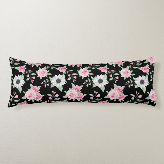 Coussins Longs Oreiller Corporel Fleuris Rose Tendance (Devant)