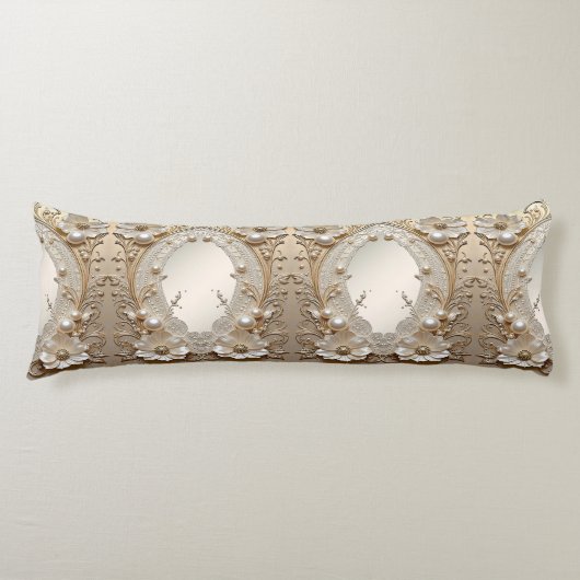 Coussins Longs Oreiller Corporel Fleurs Blanches Modernes Perles (Devant)