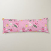 Coussins Longs Oreiller Corporel Rose Fleur et Fraise (Dos)