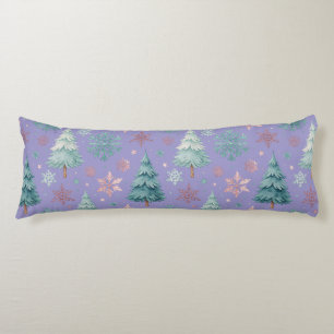 Coussins Longs Oreiller corporel Sapin de Noël violet et flocons