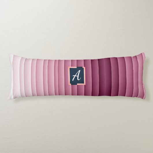 Coussins Longs Oreiller corporel vertical dégradé rose monogramme (Devant)