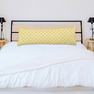 Coussins Longs Oreiller Corps à Motif Carreaux Fleur Jaune
